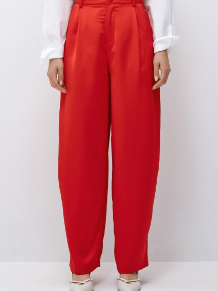 Satin Wide Leg Pants – Red