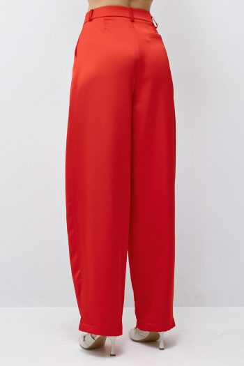 Satin Wide Leg Pants – Red - Image 4
