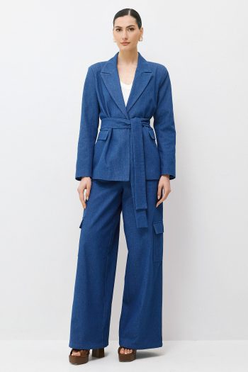 Luisa Belted Blazer – Blue - Image 4