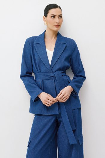 Luisa Belted Blazer – Blue