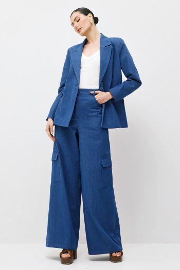 Luisa Belted Blazer – Blue - Image 5