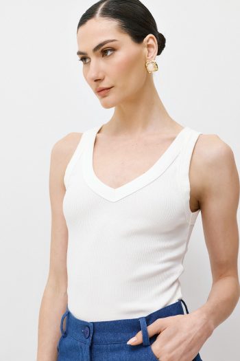 V-neck Tank Top – White