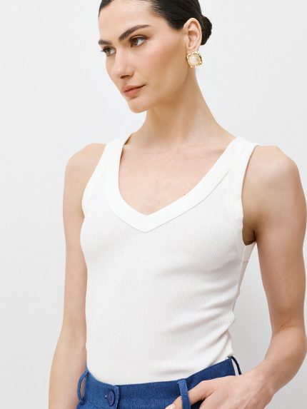 V-neck Tank Top – White