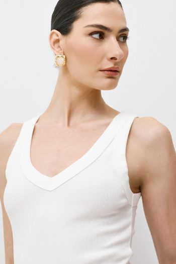 V-neck Tank Top – White - Image 3