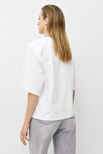 Padded Oversized T-shirt – White - Image 5
