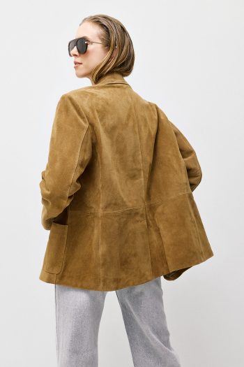 Suede Oversized Blazer – Tabac - Image 3