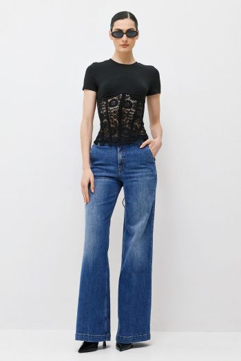 Elena Wide Leg Denim – Mid Blue