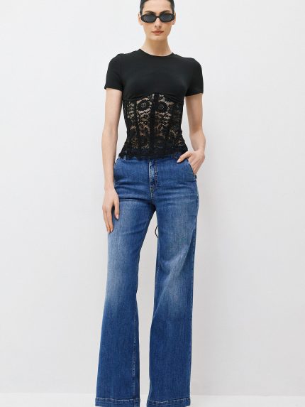 Elena Wide Leg Denim – Mid Blue