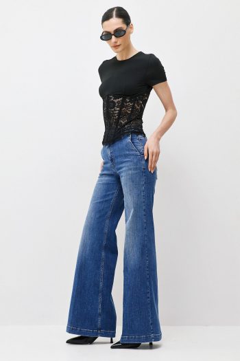 Elena Wide Leg Denim – Mid Blue - Image 4