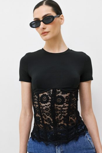Alex Lace T-shirt – Black - Image 2