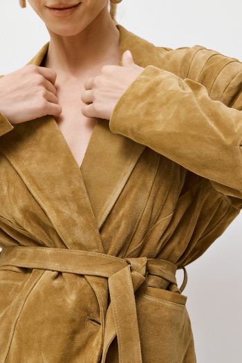 Suede Belted Jacket – Camel - Image 5