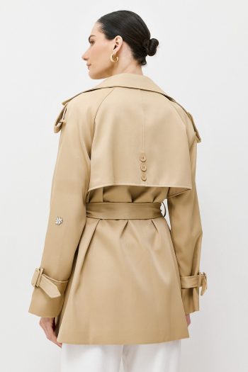 Jeweled Trench Coat – Beige - Image 6