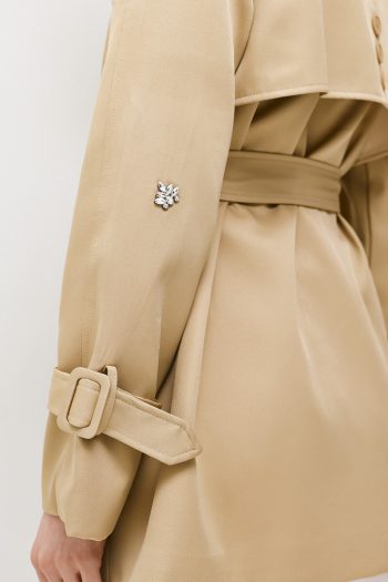 Jeweled Trench Coat – Beige - Image 7