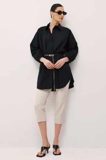 Blossom Cotton Shirt – Black - Image 3