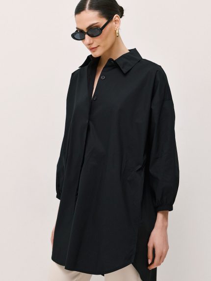 Blossom Cotton Shirt – Black