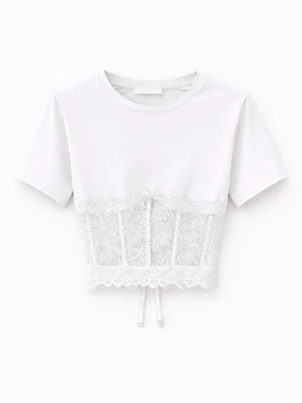 Corset Lace T-shirt – White