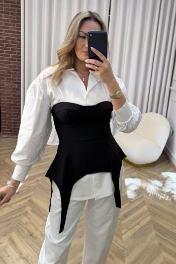 Erin Shirt with Bustier – White