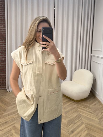 Delia Oversized Vest – Cream