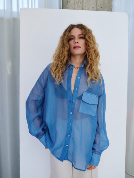 Goldskin Strass Shirt – Blue