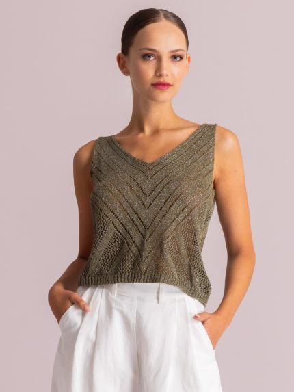 Maya Lurex Knit – Khaki