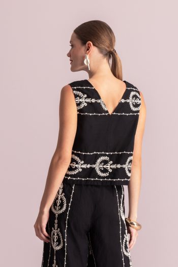 Anna Embroidered Top – Black - Image 2