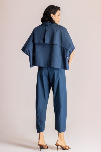 Aelia Poncho Top – Blue/White - Image 4