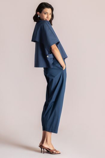 Aelia Poncho Top – Blue/White - Image 3