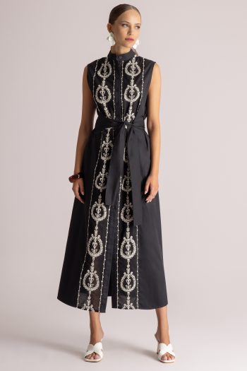 Anna Embroidered Dress – Black - Image 2