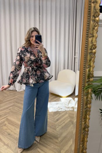 Lily Floral Shirt – Black - Image 2