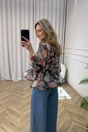 Lily Floral Shirt – Black - Image 4