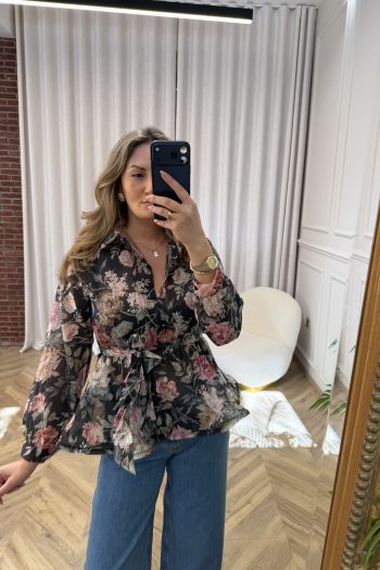 Lily Floral Shirt – Black