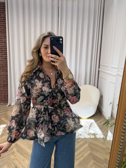 Lily Floral Shirt – Black