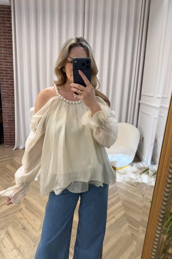 Pearl Ruffle Top – Ivory