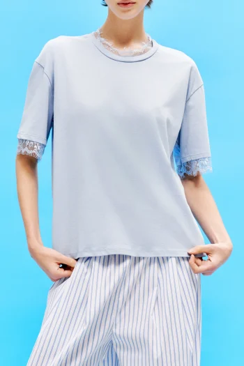 Remi Lace T-shirt – Baby Blue - Image 2
