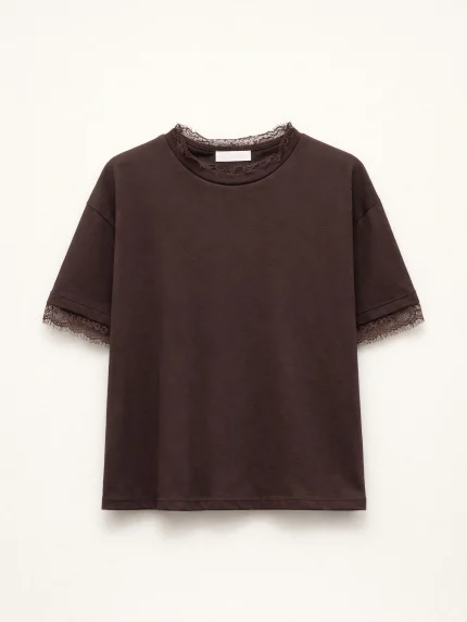 Remi Lace T-shirt – Brown