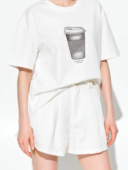 Coffee Strass T-shirt – White