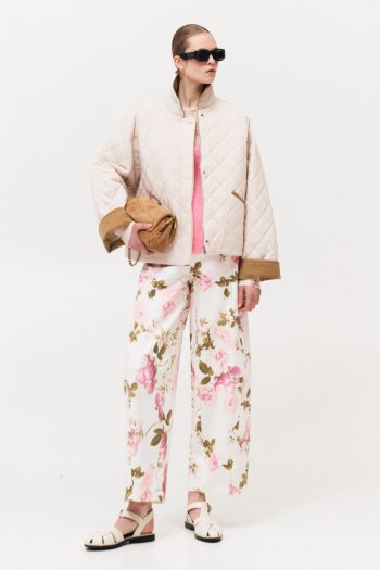 Floral Denim Pants – White